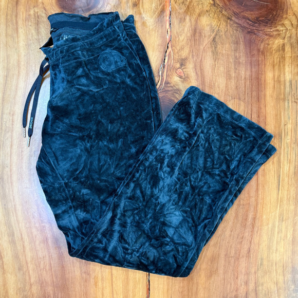 Vintage Y2K Ecko Red Women's Pants L Low Rise Flare Velour Track Wide HH23 - Picture 1 of 8